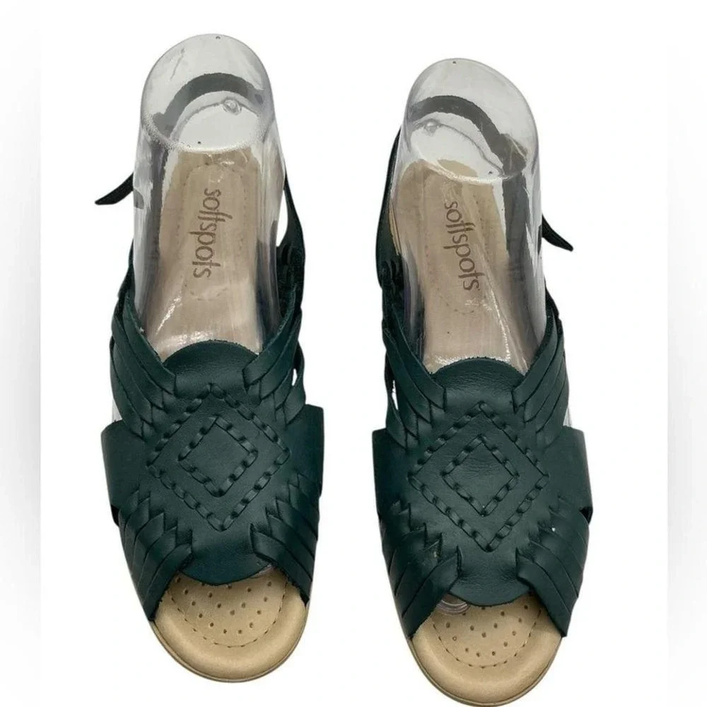 Softspots Tela Women's Slingback Huarache Sandals Navy Blue Leather 9SS Open Toe